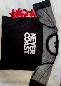 Sheer Sleeve Graphic Tee
