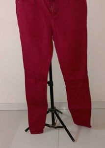 Burgundy Denim Pants
