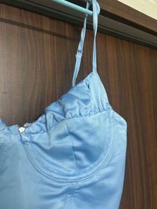 Light Blue Satin Corset Top