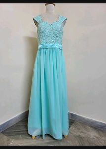 Aqua Lace Chiffon Dress