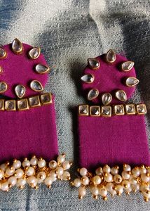 Magenta Kundan Earrings