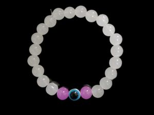 Evil Eye White And Purple Beads Bracelet Combo
