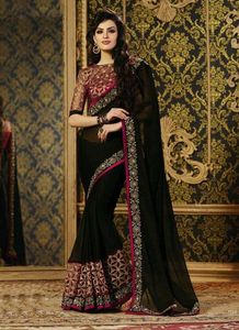 Elegant Black & Gold Saree