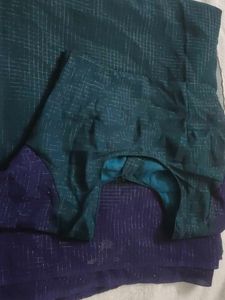 Elegant Embroidered Saree dark green