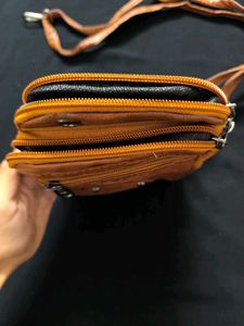 Pure leather Brown Crossbody Bag