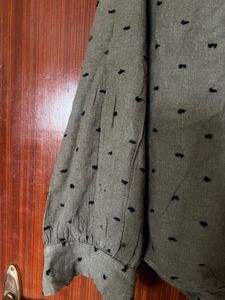 Khaki Green Polka Dot Top