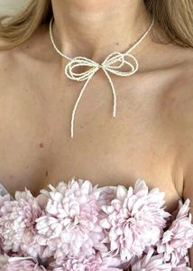 Black Beaded Bow Necklace