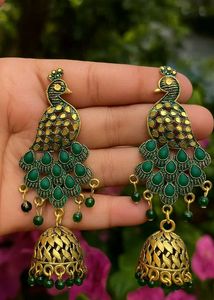 Peacock Jhumka Earrings