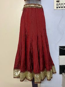Marron &amp; Gold Lehenga Set