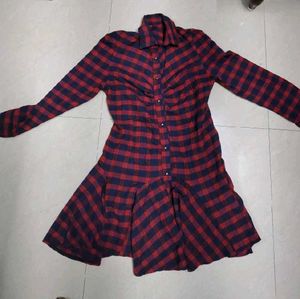 Red Plaid Shirt Dress