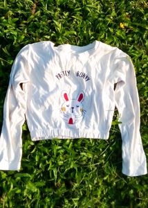 Korean Cute "Pretty Bunny" Cropped Sweatshirt