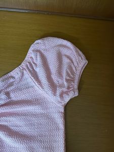 Pink Puff Sleeve Crop Top