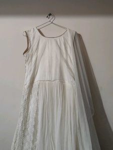 Elegant White Embroidered Dress Material