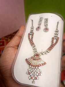 Pink And white Stone Necklace
