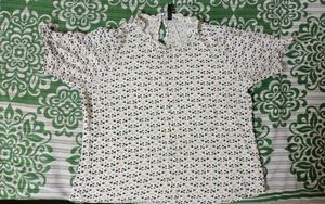 Patterned Ruffle Neck Top