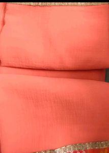 Orange Mirror Work Saree