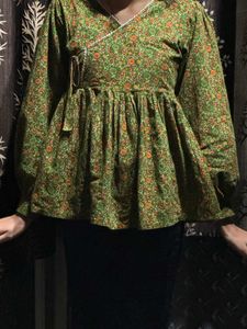 Green Floral Print Kurta