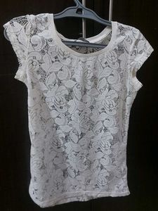 White Coloured Laced Top.