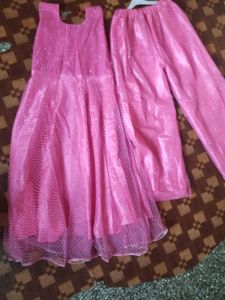 Beautiful Pink Long Kurti With Plazo Dupatta 💗