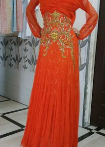 Elegant Orange Ethnic Gown
