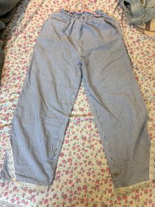 Striped Culottes with Lace Trim