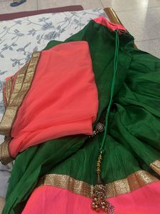 Green &amp; Pink Lehenga Set