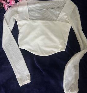Corset Top With Mesh Sleeves
