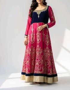 Elegant Pink & Navy gowen