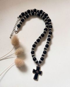 Black Grace Cross Necklace 🖤✨