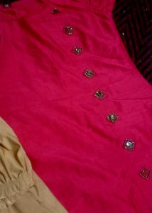 Straight Kurti with Golden Leggins