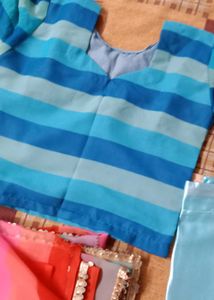 Colourful Saree With Blouse Petticoat