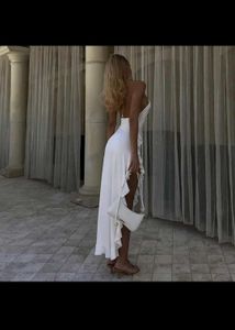 White Ruffle Halter Dress
