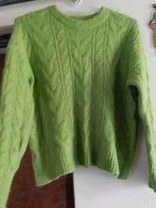 Green Cable Knit Pullover Sweater