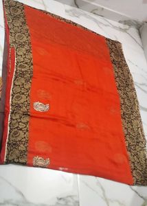 Orange Embroidered Saree
