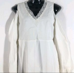 White Cold-Shoulder Maxi Dress