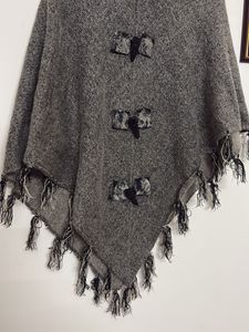 Stylish Grey Faux Fur Poncho