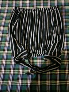 Black and Grey Striped Top