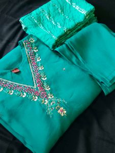 Teal Embroidered Salwar Kameez