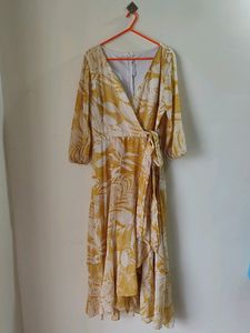 Yellow Floral Wrap Dress