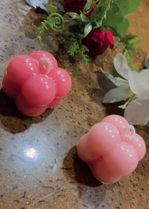 Coffee candle, and blue Ombre Pink Bubble Candle