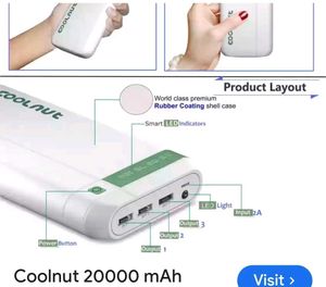 Coolnut 20000 mAh Power Bank (White, Lithium Ion)