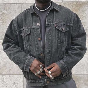 Vintage/Korean charcoal grey Denim Jacket