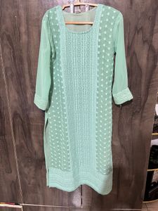 Mint Green Embroidered Kurti