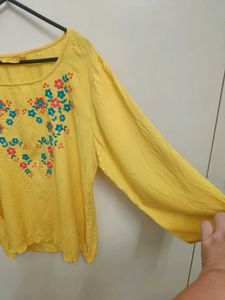 Yellow Embroidered Top