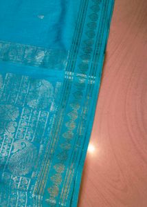 Cyan Colour Banarasi Silk Saree