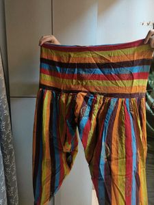 Colorful Striped Harem Pants And Duppata