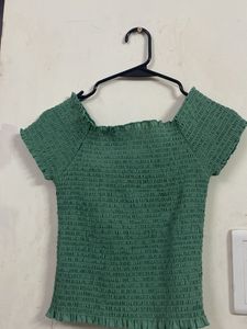Green Smocked Top