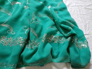 Elegant Green Saree with full Sequins