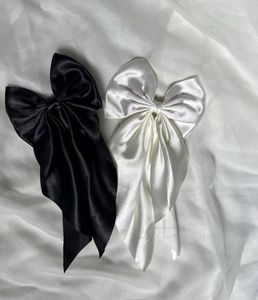 Black & White Satin Bow Hair Clips