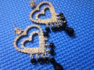 Double Heart White Stone Earrings| Hangings